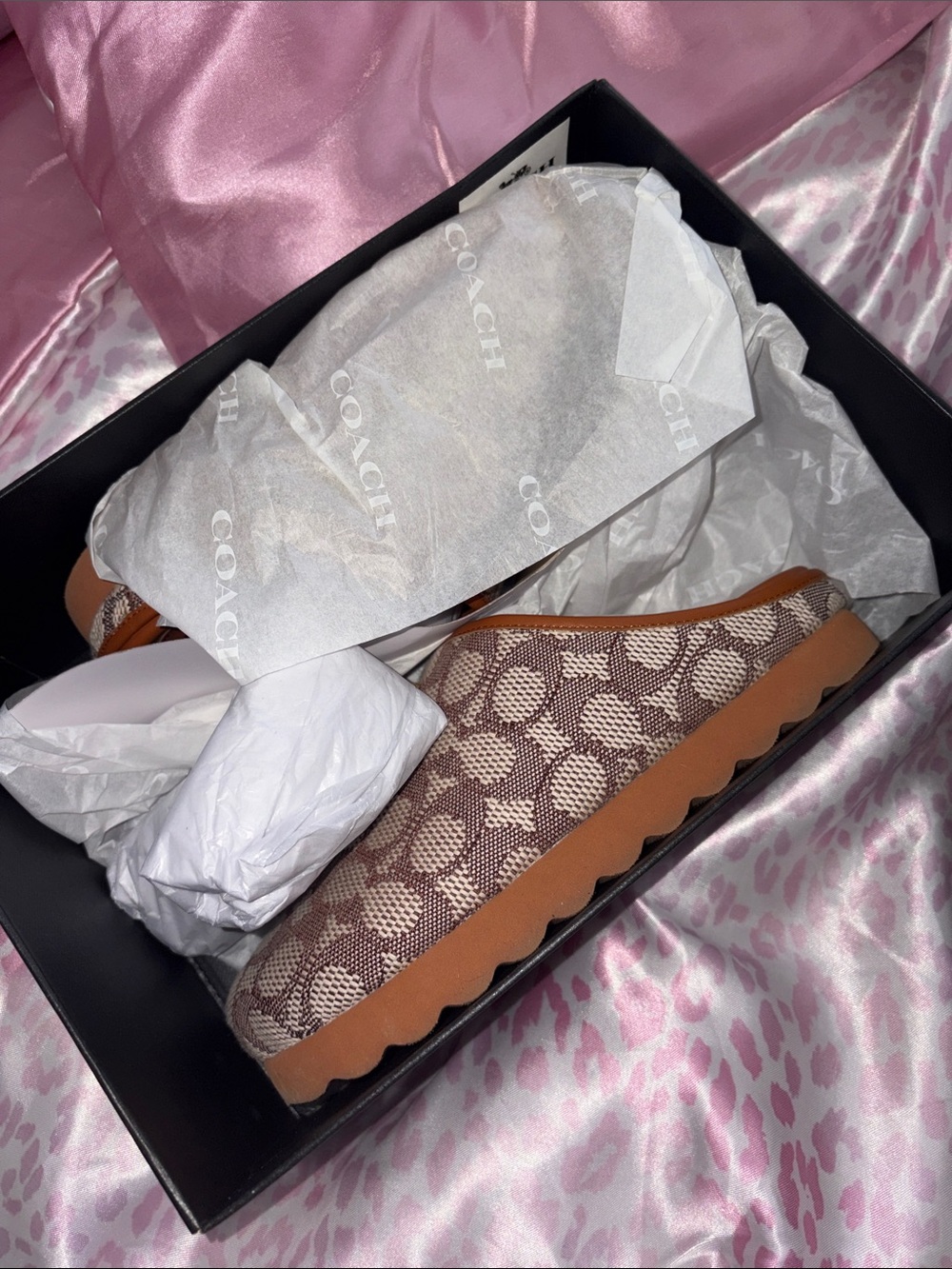 Coach Brown Signature Mule with Tan Sole